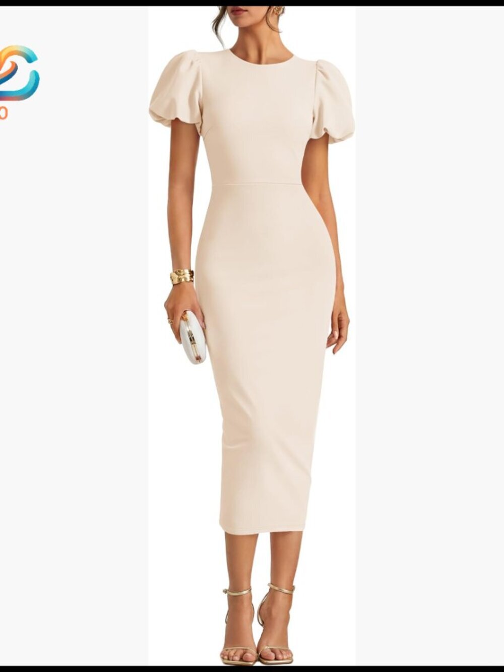 Short Sleeve Bodycon Midi Dress Formal Cocktail Party Wedding Guest